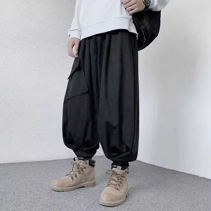 Japanese Style Loose-fit Wide-leg Cargo Pants