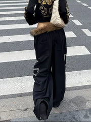 American Style Frayed-Edge Cross Casual Pants Trendy Hip-Hop High-Street Sweatpants Millennial Retro Y2K Pants