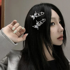 1/4pcs Y2K Irregular Liquid Metal Hairpin Butterfly Zircon Hair Clips Girl Silver Bang Clip