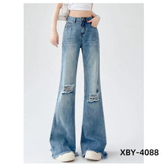 Ladies Jeans Flare High Waist Denim Trouser Leisure Slimming Vintage pants Y2k Flared Straight Leg Jeans On The Ground