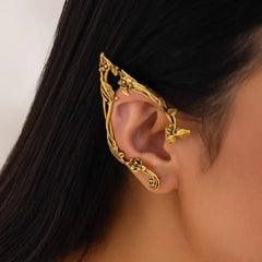 Cute Alloy Elf Ear Clip Korean Style Ear Cuff Rose Flower Hollow Ear Clips Ear Hook Jewelry Accessories Halloween