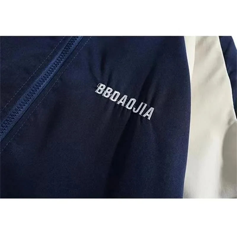 Hip Hop Varsity Jacket High Street Patchwork Color Block Windbreaker Coats Thin College Jackets