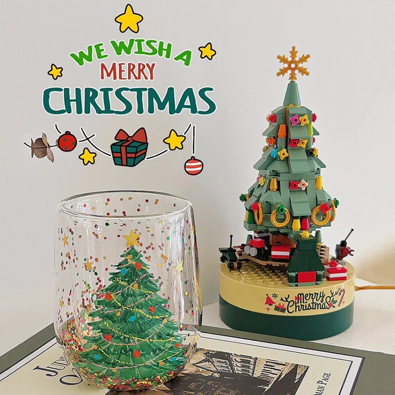 Christmas Glass Cups Decorative Water Bottle Cold Coffee Mugs Kitchen Cup Desk Accessorie Christmas Drinkware