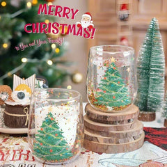 Christmas Glass Cups Decorative Water Bottle Cold Coffee Mugs Kitchen Cup Desk Accessorie Christmas Drinkware