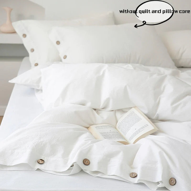 3pcs 100% cotton bedding set Double Duvet Cover Set 220x240 Solid Twist Cotton King Size Bedding Set Quilt Cover Set