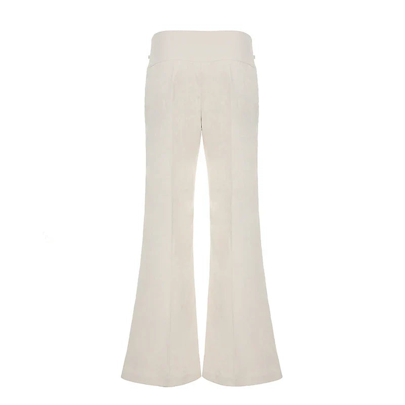 Solid Loose Casual Long Pants Simple Basic All-Match Office Lady Style Bottoms