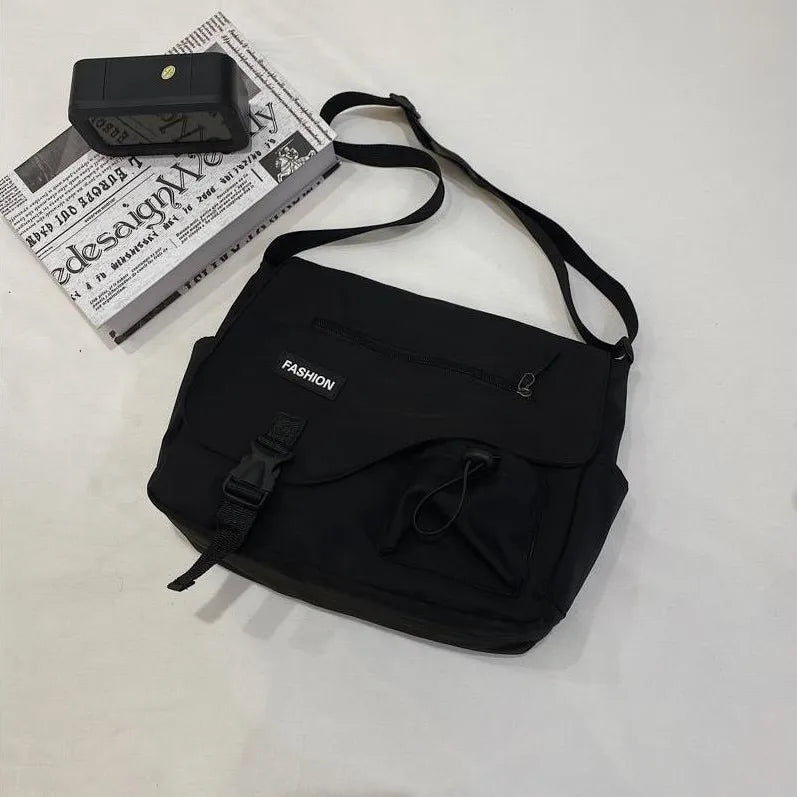 Japanese Simple Messenger Bag Student Nylon Waterproof Canvas Handbag Shoulder Crossbody Bags
