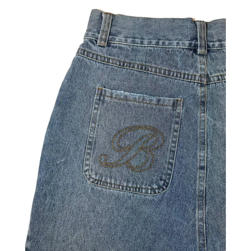 Y2k Vintage Harajuku Denim Shorts Washed Letter Embroidery Tassels American Retro Jeans Man Baggy Hip Hop Jorts