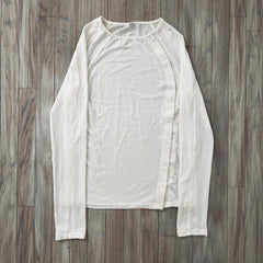 Y2K Solid Color Button Round Neck T-shirt Casual Edition Retro Trend