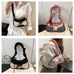 Grid Mini Handbags Adjustable Shoulder strap Korean Hand-held Commuting bag Single-shoulder Crossbody bag Underarm pouch