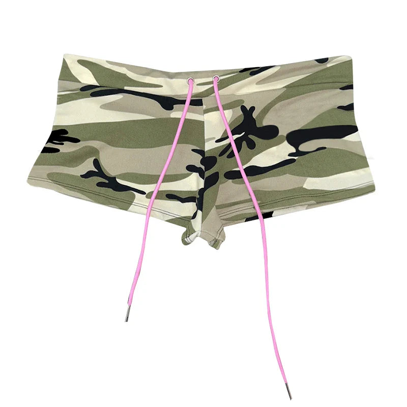Punk rock harajuku retro camouflage camisole tops chic slim fit hottie crop tops 2000s streetwear