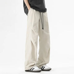 Trendy Loose Work Pants Ins Versatile Straight Tube Sports Micro Elastic Parachute Pants Drawstring Casual Pants