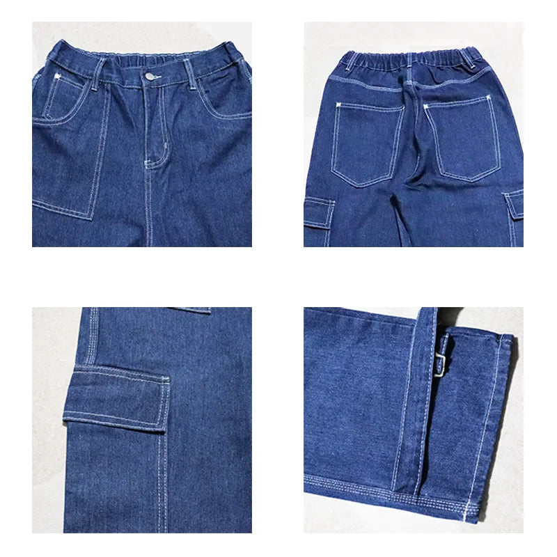 Jeans Wide Leg Denim pants Loose Straight Baggy Jeans hip hop Streetwear Skateboard Neutral denim Trousers Cargo jeans