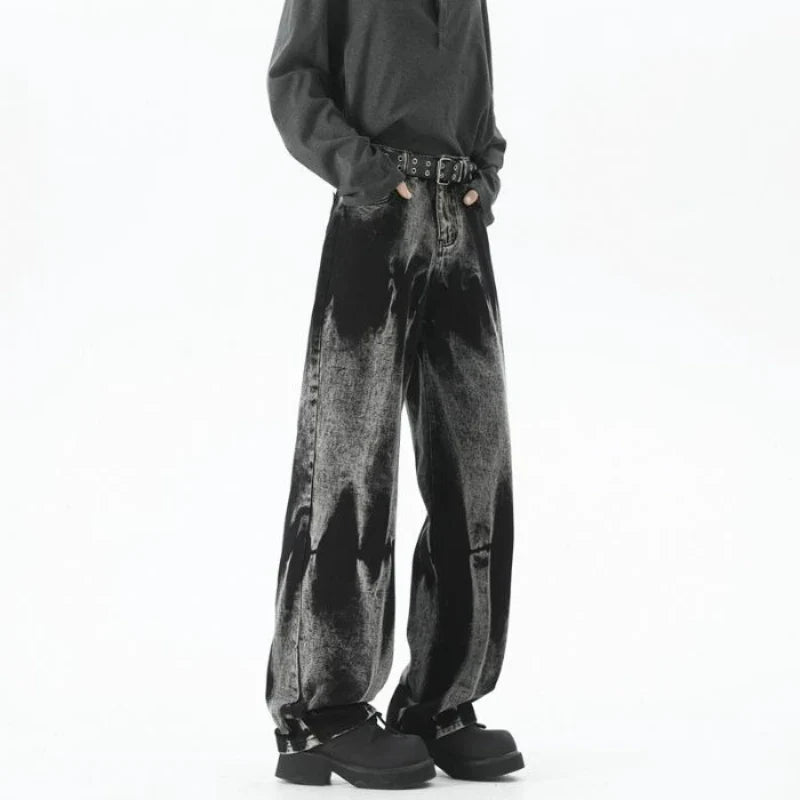 Baggy Wide Leg Jeans High Street Style Dyed Denim Casual Straight Neutral Wind Baggy Jeans Versatile