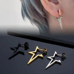 Harajuku Punk Big Star Earring Irregular Hollow Out Alien Metal Pentagram Ear Stud