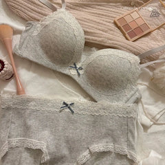 Teenage Lace Floral Bra Set Comfortable Non-steel Ring Beauty Back Small Breasts Gathered up Support Anti-Sagging Bra Set