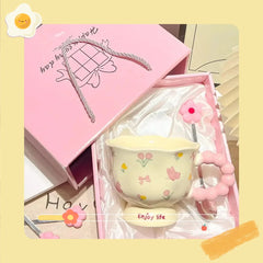 High Value Ceramic Flower Coffee Mugs Dishwasher Safe Creative Water Cups Birthday Gifts