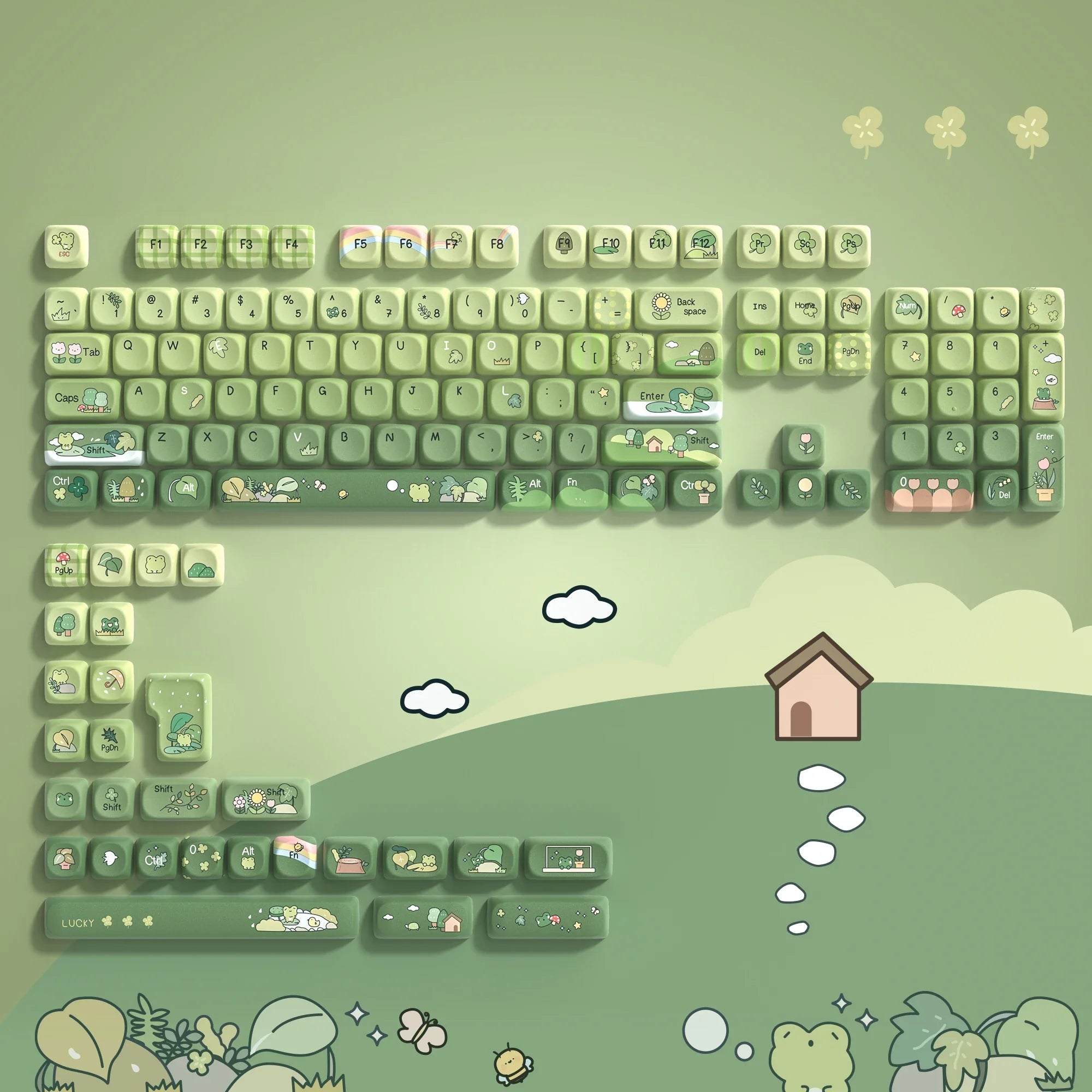 Pink Cat Dye Sublimation PBT Keycaps 136 Keys MOA Profile Keyboard Keycaps