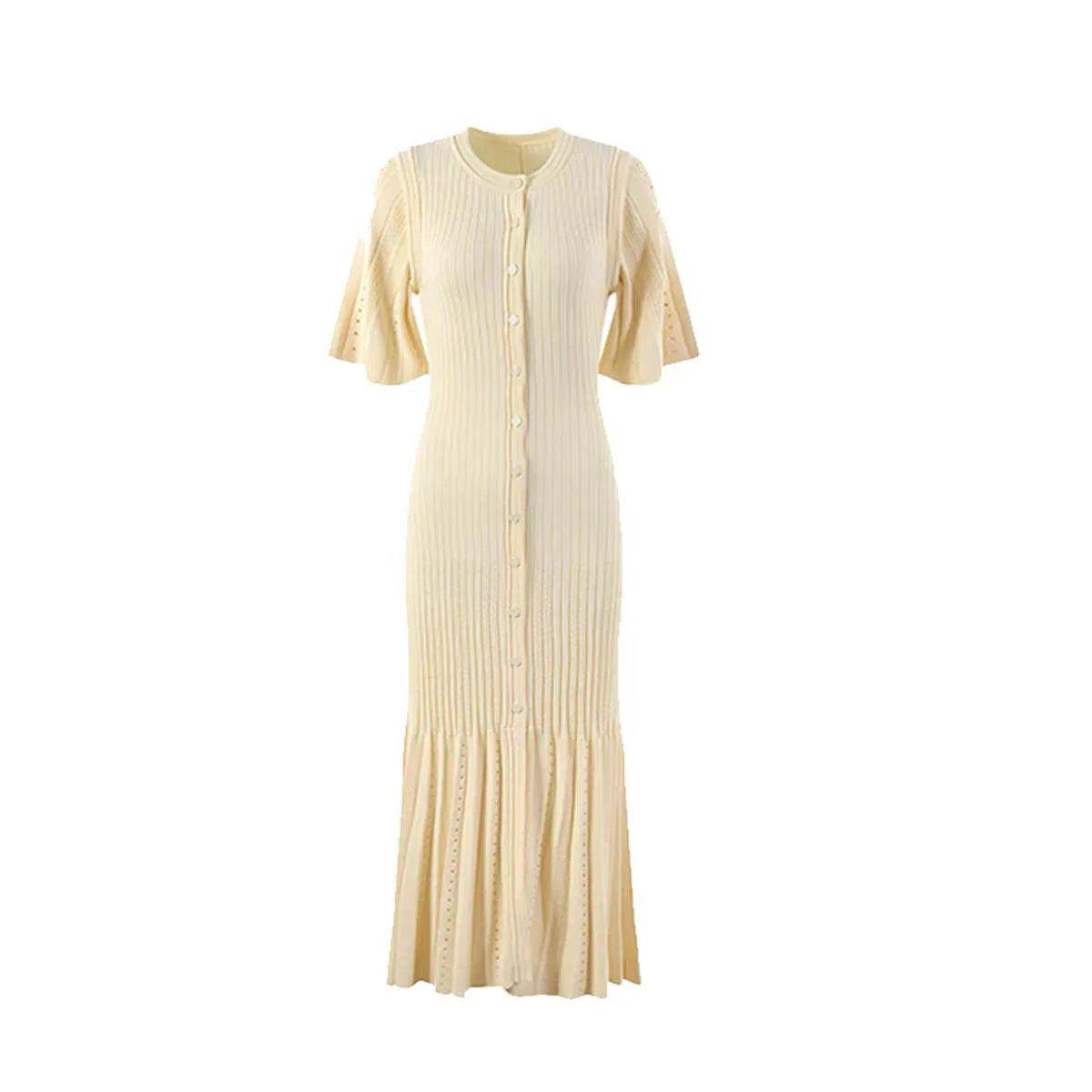 French Elegant Fragrance High-end Slimming Knitted Mermaid Dress Hollow Slimming Fish Tail Knit Dress
