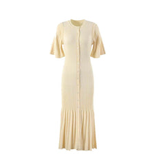 French Elegant Fragrance High-end Slimming Knitted Mermaid Dress Hollow Slimming Fish Tail Knit Dress