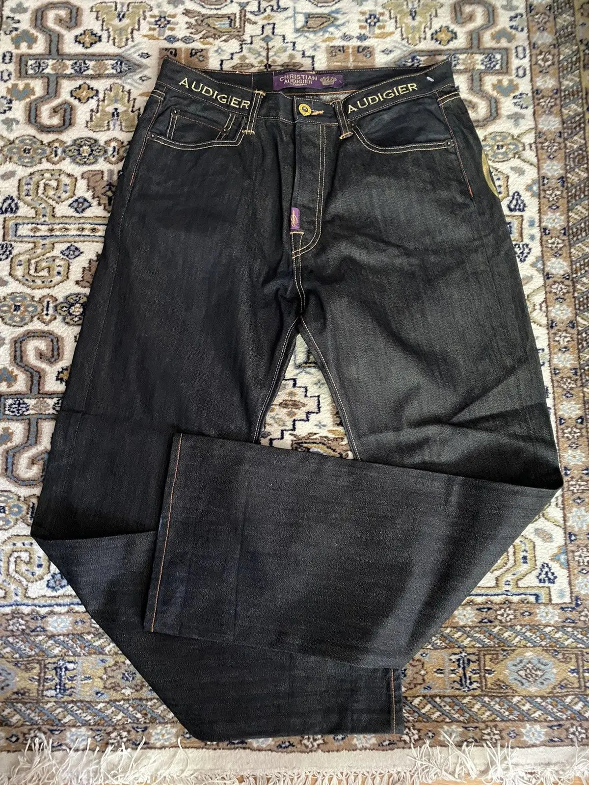 Harajuku Y2k 2000s Clothing Vintage Statue of liberty Diamonds Jeans Casual Denim Pants High Waist Straight Wide Leg Jeans