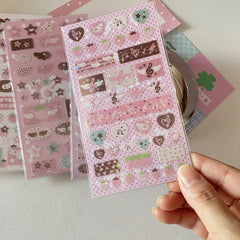4pcs/set Korean Ins Cute Musical Note Strawberry Sticker Girls Journal Handbook DIY Scrapbooking Kawaii Decoration Sticker Gift