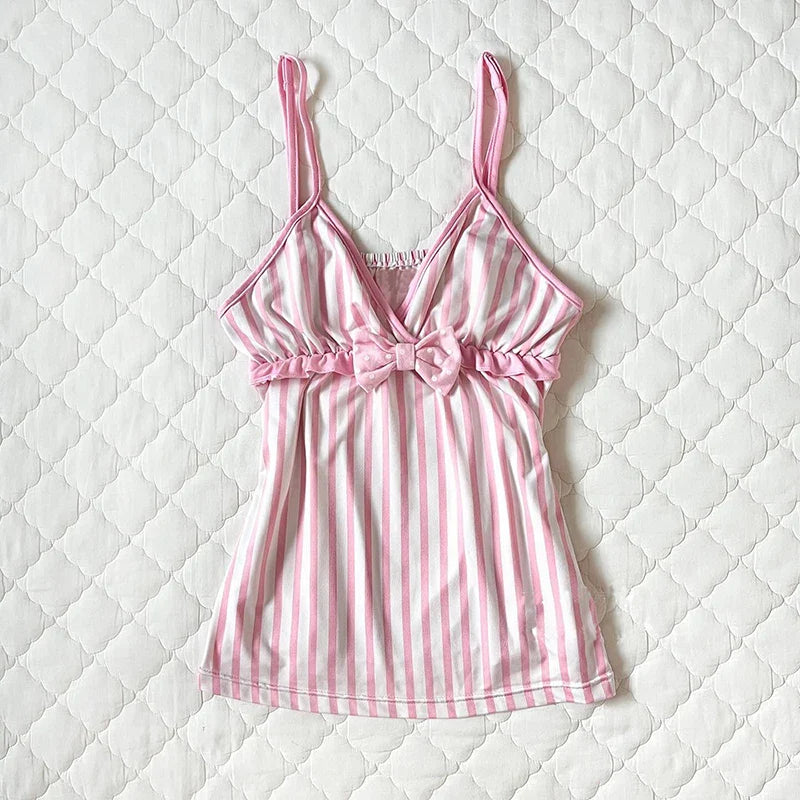 Retro Harajuku Kawaii Fairy Tale Camisole Tee Casual Slim Chic Print Sleeveless Crop Top Y2K Streetwea