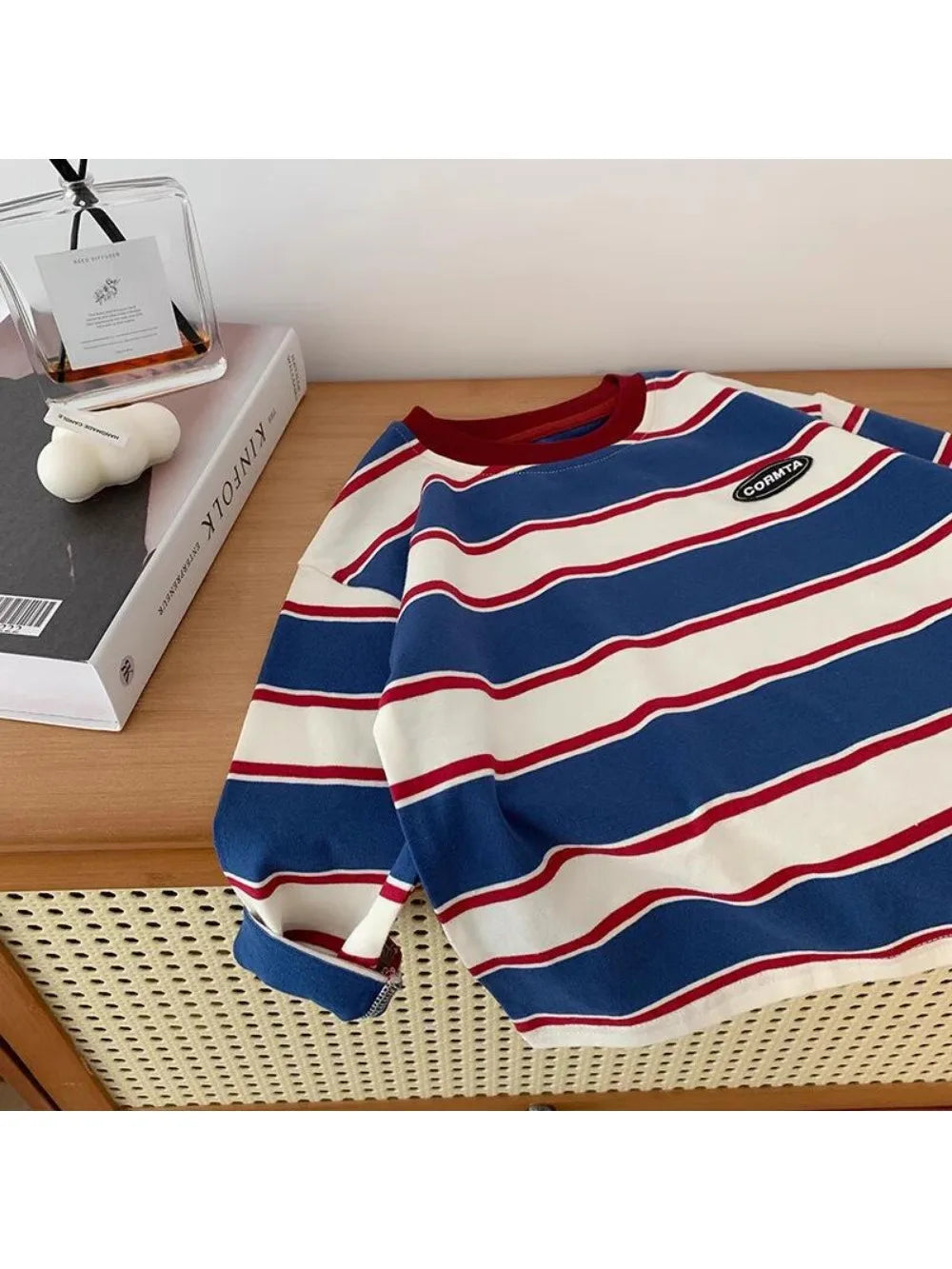 Stylish Boys' Striped Sweatshirt Comfortable Long Sleeve Top