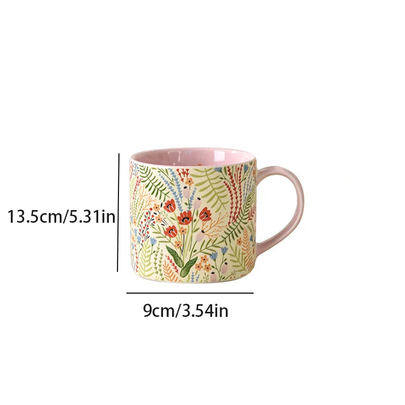 Pink creative hand-painted ceramic coffee cup