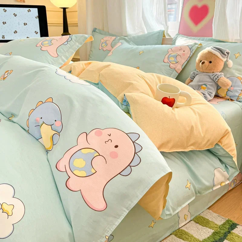 100% Cotton Printed Duvet Cover Single Piece Fresh Style Bedding Cover Soft Breathable Quilt Cover