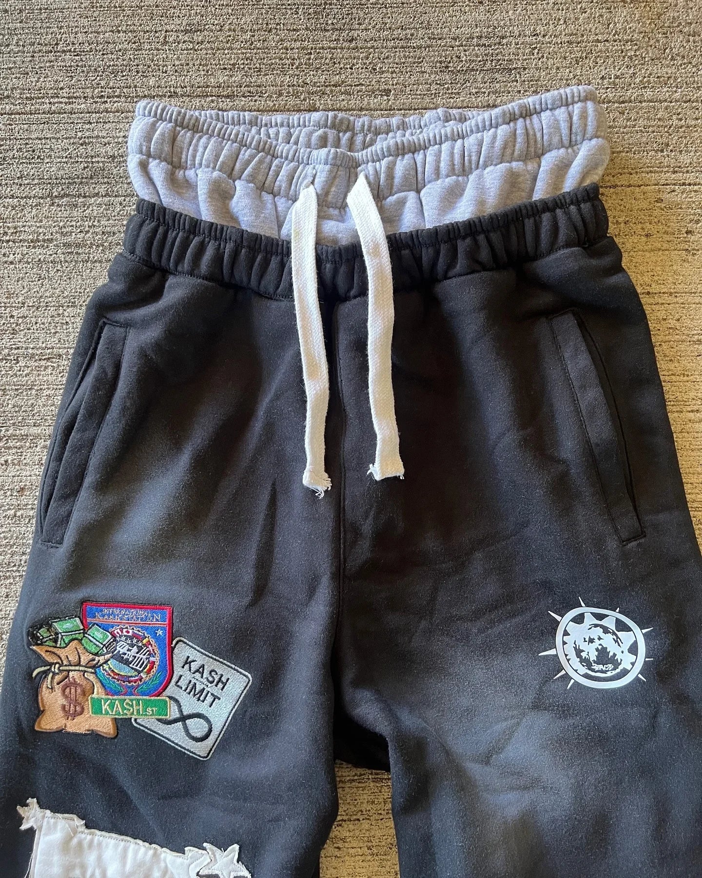 American Sweatpants Y2K Pants Gothic Hip Hop Letter Patch Retro Double Layer Design Baggy Elastic Waist Jogging Casual Pants