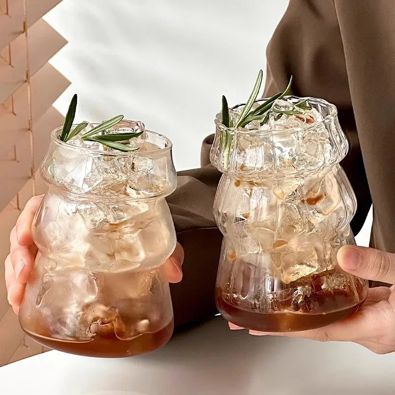 Glass Drinkware Cold Coffee Cups Latte Coffee Glass Iced Juice Milk Water Bottle
