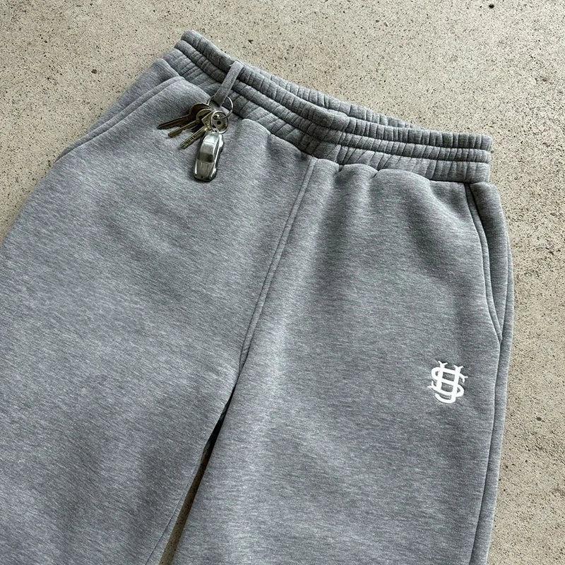 Drawstring Zipper Sweatpants Solid Color Casual High Street Hip-Hop Rap Street Y2K Style High Waist Trousers