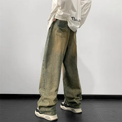 Jeans Wide Leg Jeans Male Loose Straight Denim Pants Harajuku Vintage Blue Jean Trouser Streetwear Clothes