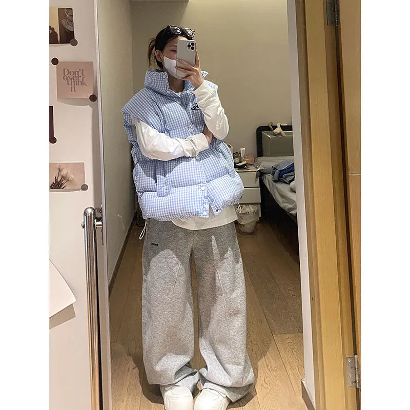 Vintage Y2K 2000s Parachute Grey Pants Harajuku Streetwear Letter Wide Leg Oversize Pockets Baggy Cargo Sweatpants