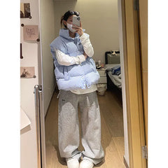 Vintage Y2K 2000s Parachute Grey Pants Harajuku Streetwear Letter Wide Leg Oversize Pockets Baggy Cargo Sweatpants