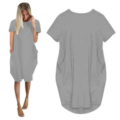 Plus Size Short Sleeve O-Neck Loose Casual Dresses
