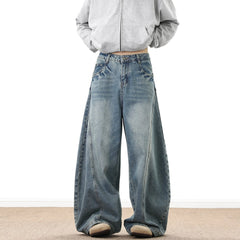 Wide Leg Denim Pants Male Loose Cowboy Mopping Trousers baggy Jeans Handsome Washed Streetwear Casual