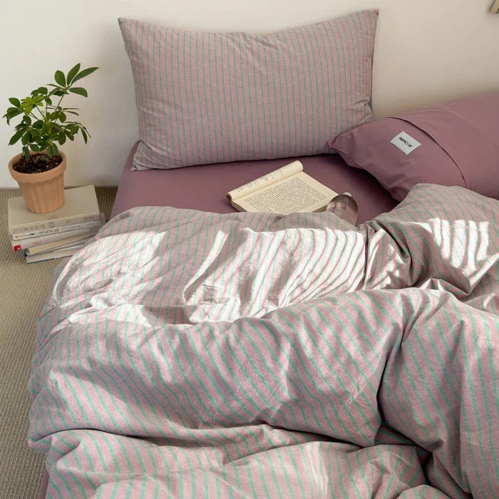 100%Cotton Striped Duvet Cover Set