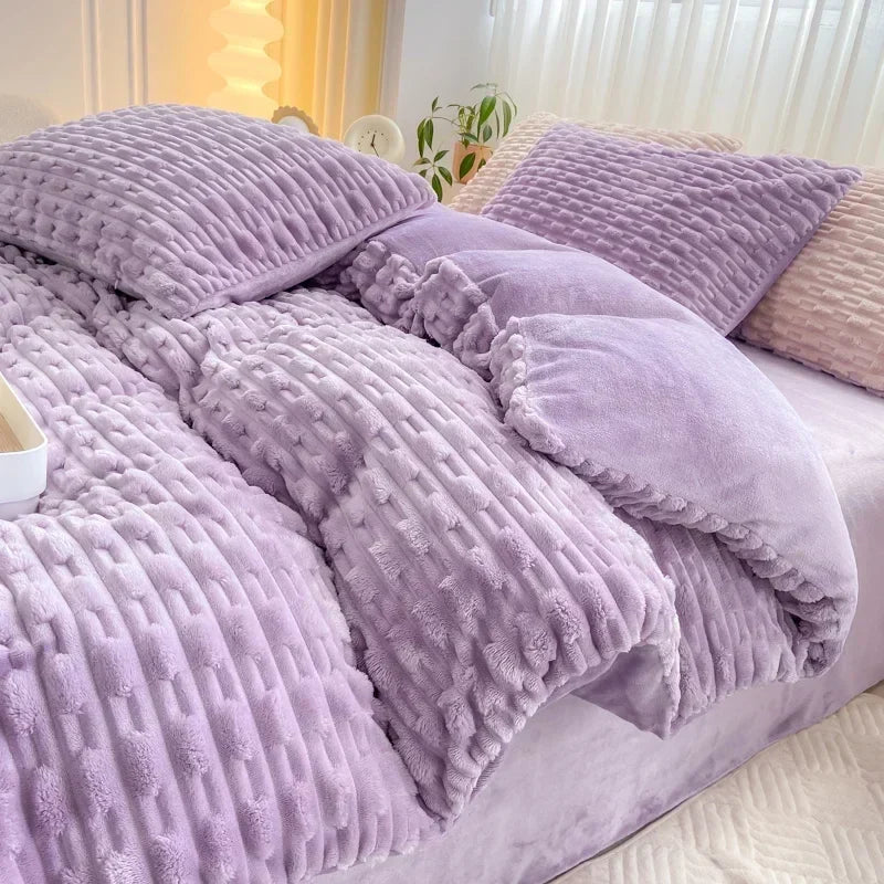 Rabbit Velvet Milk Single Product Quilt Cover Thickened Warm Solid Duvet Bedding