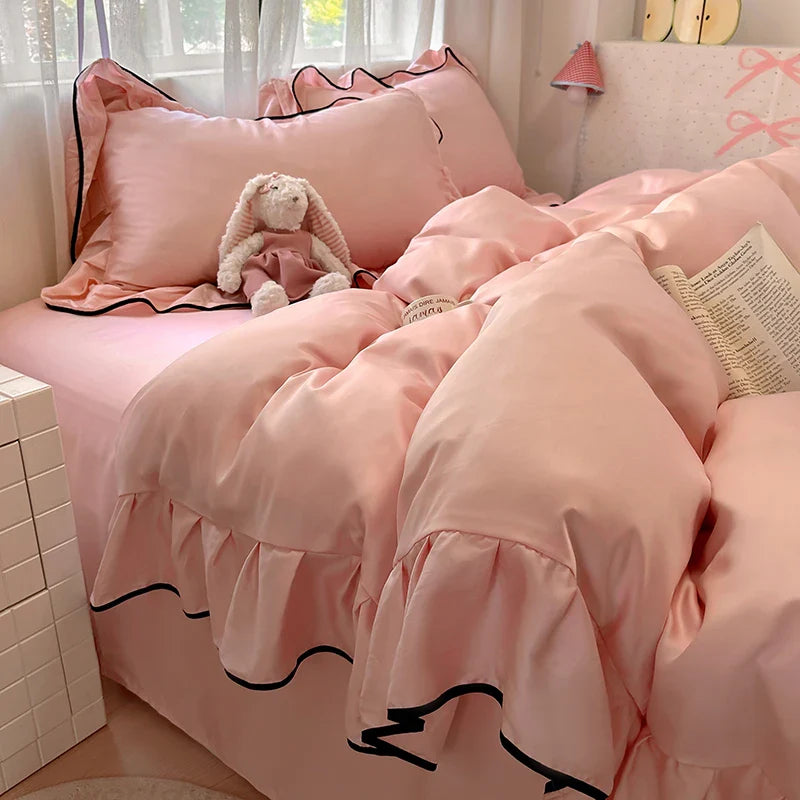 1 lace solid-color duvet cover, comfortable guest room duvet cover, simple