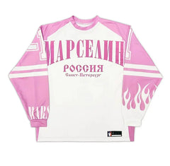 Y2K American марселин Jersey Long Sleeved T Shirt Street Wear Casual Baseball Jacket Harajuku Retro Loose Sports Shirt