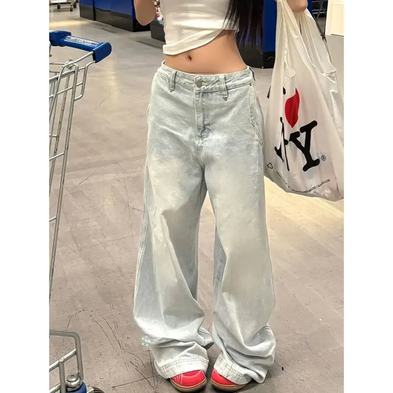 Blue Jeans Y2K Baggy Vintage High Waisted Jeans Straight Streetwear Casual Big Size Wide Leg Denim Pants