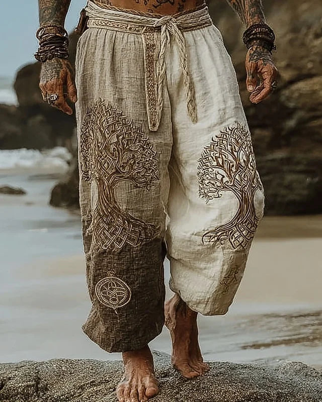 retro Viking Celtic art knot 3D printed casual pants drawstring straight leg pants beach pants