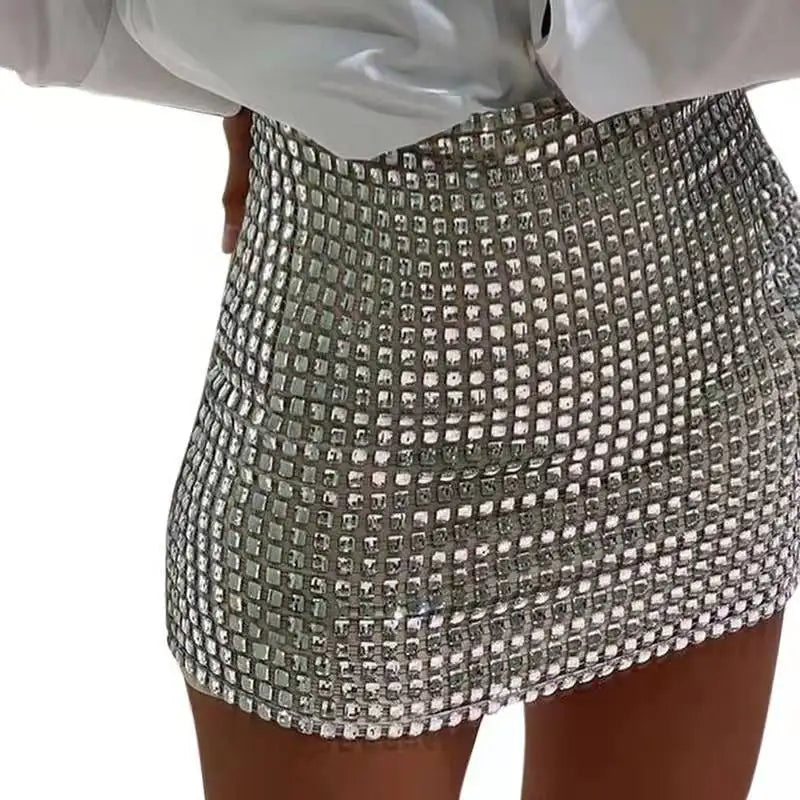 Sequin Mesh Party Dress Euro-American Slim Fit Bodycon Clubwear Evening Cocktail Elegant Skirt
