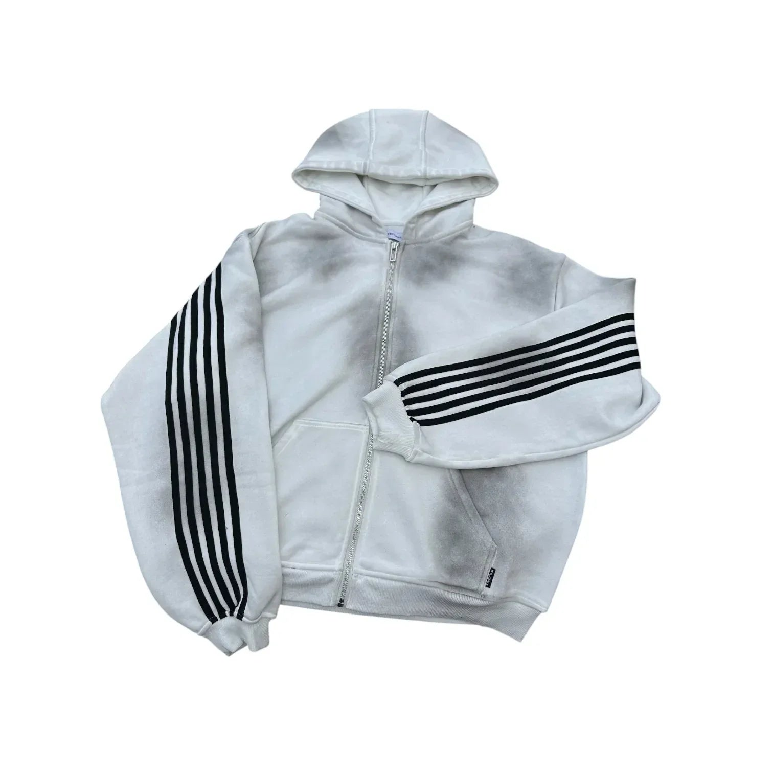 Gothic Punk Y2k Hoodie Two Piece Set Hip Hop Trend Side Striped Embroidered Zipper Hoodie Harajuku Retro Casual Wide Leg Jeans