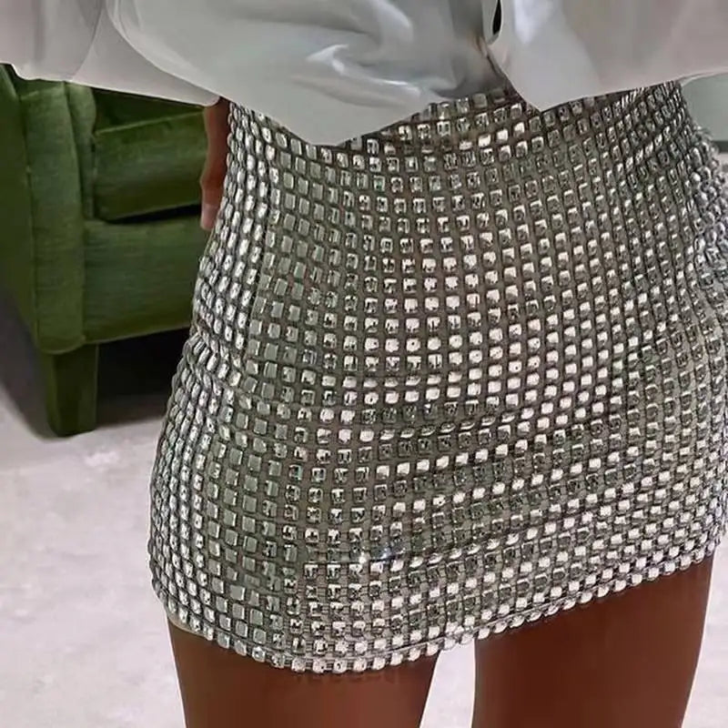 Sequin Mesh Party Dress Euro-American Slim Fit Bodycon Clubwear Evening Cocktail Elegant Skirt