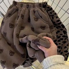 Plush Pants Velvet Boy's Thick Sweatpants Kids Girls Cartoon Trousers Children's Warm Pants Trend