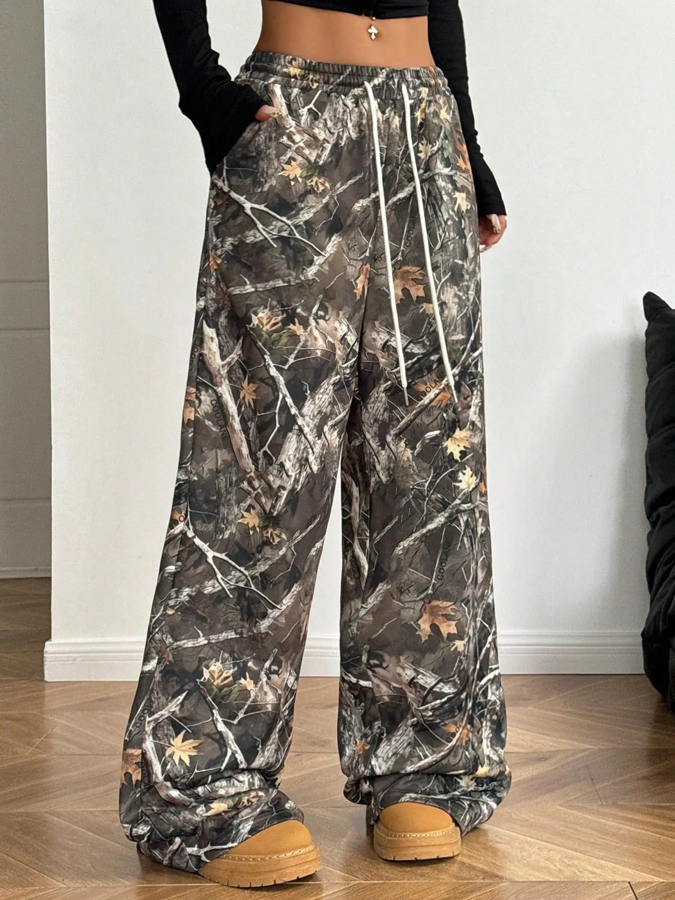 Realtree Trends Classic Y2k Leopard Print Casual Pants Loose Wide-leg Versatile Long Pants Oversized Joggers Pants