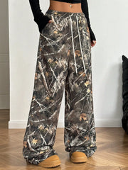 Realtree Trends Classic Y2k Leopard Print Casual Pants Loose Wide-leg Versatile Long Pants Oversized Joggers Pants
